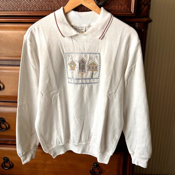 CW Classics Holiday Christmas Coquette Embroidered Pink Collared Sweater Size M - Picture 11 of 12